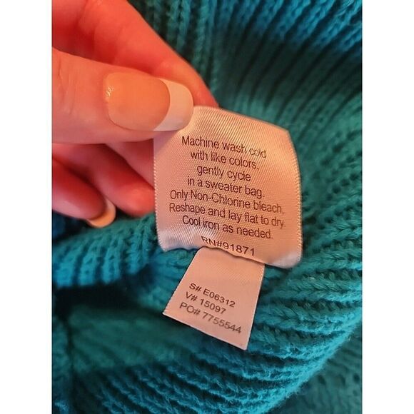 SAHALIE Sleeveless Crew Neck 100% Cotton Knit Sweater Dress, Medium, Teal Green - Picture 7 of 7